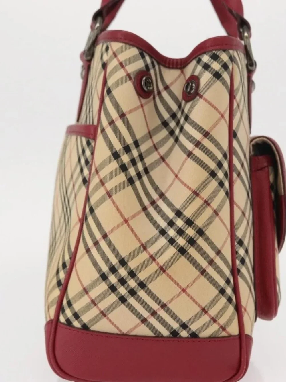 BURBERRY Nova Check Hand Bag Canvas Beige Auth - Picture 3 of 16